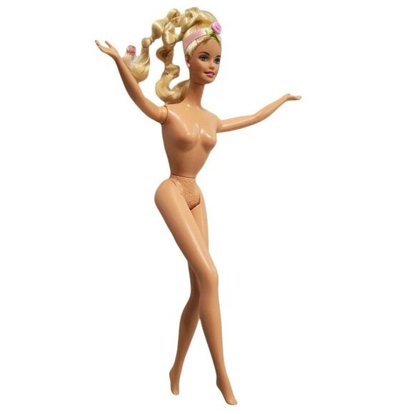 Barbie Rose Princess Doll Magic Growing Hair Pink Glitter Dress Skirt Earrings - Picture 9 of 16